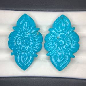 ศิลปะ mughal ทำด้วยมือสีเทอร์ควอยซ์อัญมณีธรรมชาติเปลี่ยนสีตัดวงรีสำหรับเครื่องประดับและการใช้ DIY - Product Image 1