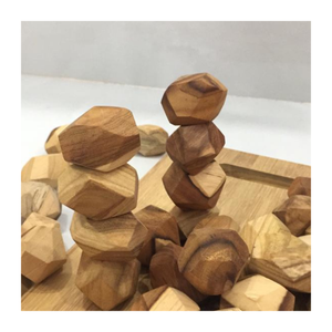 Juguete de equilibrio de apilamiento de Roca de madera educativo Montessori, piedras de Roca de madera hechas a mano para niños pequeños Aprendizaje Temprano - Product Image 2