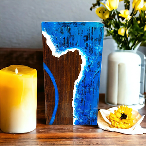 Urna de cremación de palisandro hecha a mano, diseño de resina epoxi de ola Oceánica para mascotas y humanos - Product Image 6