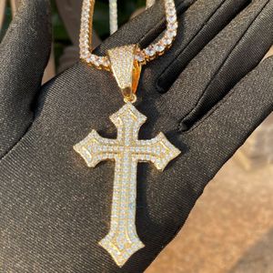 Bling <b>Cross</b> Pendant Luxury Trendy Hip Hop Sterling Silver Jewelry Black <b>White</b> Moissanite Rhodium Plated Iced Charm Unisex Gift - Product Image 1