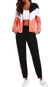Conjunto Deportivo Rosa Salmón para Mujer, 2 Piezas, Sudadera con Cremallera de Manga Larga y Pantalones Deportivos con Bolsillo - Product Image 4