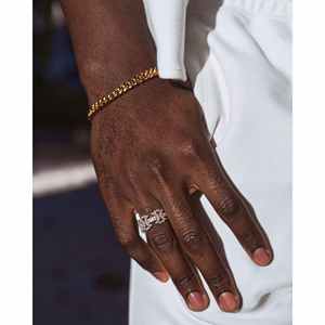 กำไลข้อมือแบบ Cuban Link ขนาด 6 มม. ชุบทอง 14K ดีไซน์เรขาคณิตทันสมัย สไตล์ศาสนา ทำจากสแตนเลส ทองแดง ทองเหลือง ประดับมุก เพชร เหมาะสำหรับเป็นของขวัญ - Product Image 5