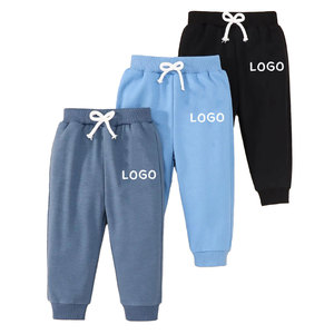 Wholesale Spandex/Cotton Baby Boys Straight Jogger Pants Printed Plain Black Kids <b>Children</b> Sweatpants - Product Image 1