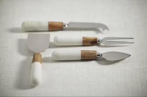 Mango de resina marrón logotipo personalizado cuchillo de pastel de oro rosa de acero inoxidable para boda - Product Image 6