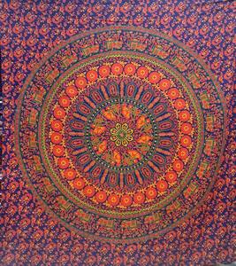 BARMERI-Tapices colgantes de pared con estampado de flores y elefante, tela de algodón, Sábana doble para decoración del hogar, GC-TPDB-103 - Product Image 1