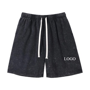 Custom Design 260G Cotton/Polyester Washed Retro Summer <b>Mens</b> Cargo <b>Shorts</b> <b>Elastic</b> <b>Waist</b> Solid Casual Straight Loose - Product Image 3