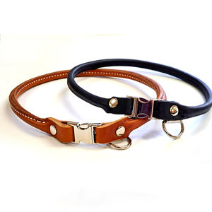 Collar de etiqueta de perro de cuero enrollado de uso diario de diseño personalizado con hebilla de liberación rápida - Product Image 1