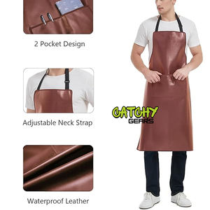 ผ้ากันเปื้อนกันน้ำสำหรับผู้ใหญ่ผ้ากันเปื้อนทำจากหนังแนววินเทจสไตล์ยุโรป - Product Image 3