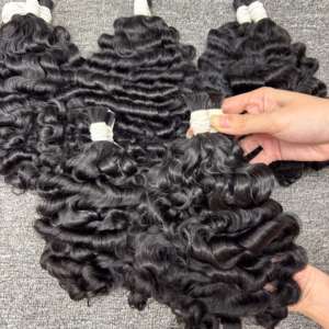 Extensiones de cabello rizado Remy virgen vietnamita de alta calidad, precio al por mayor de fábrica sin procesar a granel, extremos dobles dibujados para trenzar - Product Image 4