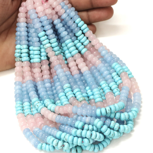 Hermosas Cuentas de Cuarzo en Forma de Rondelle, Color Rosa Azulado, 7-8mm, Cuentas de Piedra Preciosa de Cuarzo Multicolor, Calidad AAA - Product Image 2