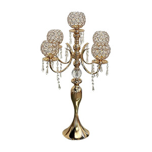 Wedding Decorative Metal <b>Candelabra</b> With Glamorous Crystal Votive for Parties Weddings and Special Events Decor - Product Image 2