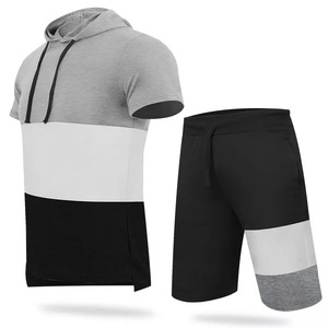 Custom Summer Breathable Sportswear Jogger Short Set Outfits Clothes Tracksuit Two Piece Men's <b>Hoodie</b> Set - Product Image 1