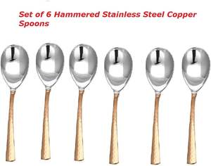 Cuchara de almuerzo de cena de cobre de acero inoxidable de grado alimenticio con logotipo personalizado de proveedor indio mejor mayorista - Product Image 4