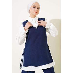 Stone Embellecido Regular Pattern Side Tie Juego de 3 piezas Azul marino Tallas M/S - Product Image 2