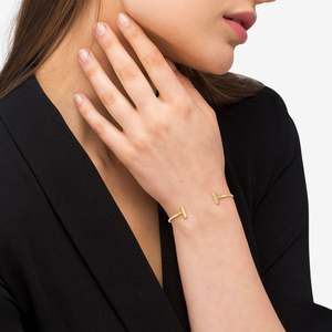 HECZA JEWELS <b>14K</b> Yellow <b>Gold</b> T-Shape Cuff Bangle <b>Bracelet</b> Trendy Women's Gift Daily Wear Jewelry - Product Image 3