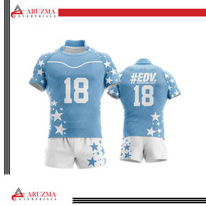 100% ポリエステルデジタルプリントラグビージャージーメンズデザイン制服昇華チームウェアセットスタイル - Product Image 4