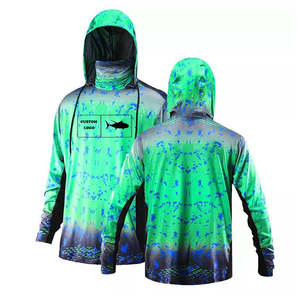 Venta al por mayor Upf50 protección UV Camo con capucha camisa de pesca de secado rápido poliéster cuello polaina de talla grande Casual para la pesca de invierno para - Product Image 3