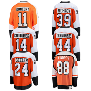 Maillot de hockey sur glace Philadelphie 2024, imprimé par transfert thermique, 100% polyester, séchage rapide, respirant, vêtements de sport, logos # 39 Michkov # 11 - Product Image 1