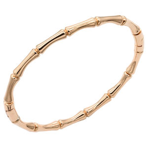 Brazalete de Bambú de Acero Inoxidable Chapado en Oro Rosa, Joyería de Moda Unisex para Mujeres y Hombres, Patrón de Plantas BS4258 - Product Image 1
