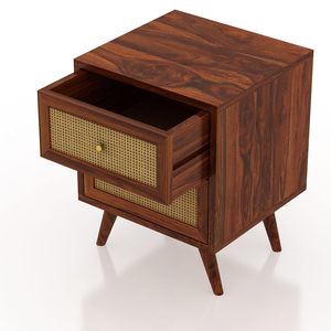 Latest 2024 Modern Rustic Handcrafted Solid Wood <b>Side</b> <b>Table</b> with <b>Storage</b> Shelf for Living Room Bedroom and Office - Product Image 3