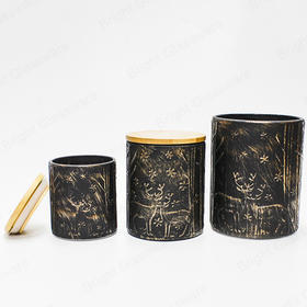 Hot Selling Black Enamel Finished Cylinder Metal Candle Jar Eco-Friendly Light Weight for Home Hotels Weddings Christmas <b>Decor</b> - Product Image 4