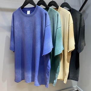 Camiseta Extra Grande para Hombre, 100% Algodón, Tejido Grueso, Lavado Ácido, Estilo Vintage, con Logotipo Personalizado y Diseño en Serigrafía - Product Image 5