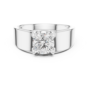 Bague de fiançailles de luxe en or blanc 10 carats plaqué rhodium avec diamant de laboratoire taille tennis pour occasions spéciales et anniversaires - Product Image 1