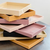 Plateau de laque moderne pour intérieurs premium Elégant couleur pastel vente en gros plateau de courtoisie fini laque