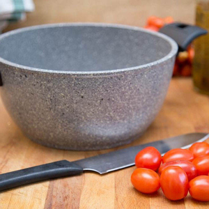 Casserole en aluminium antiadhésive de haute qualité, fabrication italienne, revêtement granit épais, pour soupes et sauces, compatible induction et gaz - Product Image 2