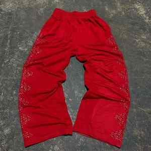 Strass personnalisé imperméable numérique imprimé Double taille sueur acide lavé pantalons décontractés hommes jambe large sport Jogging évasé - Product Image 6