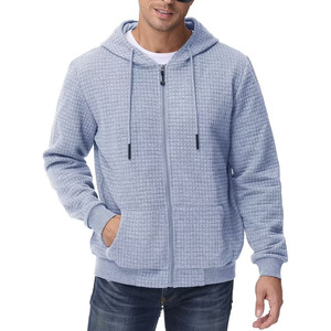 Sudadera con capucha de lana personalizada para hombre, con cremallera completa con estampado de hojaldre y logotipo bordado básico, material grueso mezclado de algodón 100% - Product Image 2