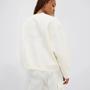 New Design <b>Ivory</b> Ribbed Neckline Women's Areski Sweatshirt Ribbed Cuffs And Hem Women's Hoodies And Workout Hoodies For Women - Product Image 6