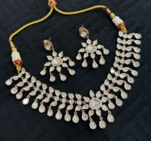 ชุดเครื่องประดับทองเหลืองชุบทองคุณภาพสูงชุดเครื่องประดับชาติพันธุ์ต่างหูสร้อยคอเพชรโมอิสสำหรับงานแต่งงานงานเลี้ยงเจ้าสาวของขวัญงานหมั้น - Product Image 1