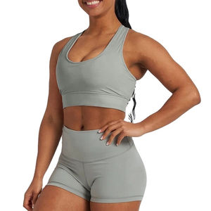 Diseño personalizado y conjunto de yoga para mujer Sujetador de Yoga de lucha ajustado de 2 piezas y conjunto corto Ropa deportiva Ropa activa - Product Image 1