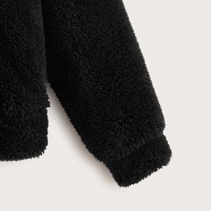 Sudadera con capucha súper grande para hombre de moda de alta calidad, estampado de hilo negro, sudaderas con capucha de lana Sharpa para hombre, básico OEM con capucha - Product Image 3