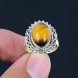 Bague en argent Style Boho faite à la main bijoux en argent Sterling 925 oeil de tigre pierres précieuses tendance bague bijoux pour femmes cadeau pour elle - Product Image 3