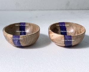 Standard Quality Round <b>Wood</b> and <b>Resin</b> Salad Serving Fruit Food Bowls Best Packing <b>for</b> Hotel Home <b>Table</b> <b>Wood</b> <b>Resin</b> Bowl - Product Image 4