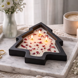 Cuenco de Madera de Mango Negro Antiguo, Hecho a Mano por Artesanos Indios, Personalizado para Rellenar con Cera, Decoración Navideña para el Hogar y Jardín - Product Image 6