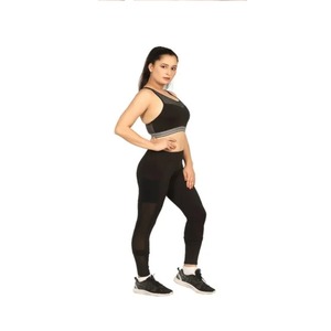 Logo personnalisé femmes ensemble de sport motif solide vêtements de sport pour l'entraînement et le fitness avec taille élastique - Product Image 5