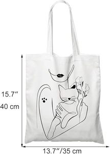 Customized Printed Logo <b>Canvas</b> Shopping Bag with Leopard and Cartoon Pattern - Product Image 4