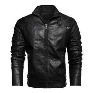 Chaqueta de cuero de piel de oveja real para hombre, abrigo bombardero de motocicleta de diseñador ajustado - Product Image 6