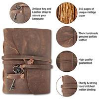 Cuaderno de cuero impreso vintage con 100 hojas en espiral y regalo de encuadernación de costura