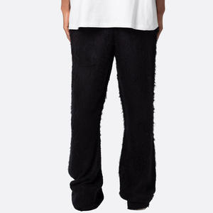 Pantalon pull blanc en mohair pour hommes Pantalon en tricot doux Fuzzy Winter Warm Lounge Bottoms Casual Fashion Streetwear Outfit - Product Image 4