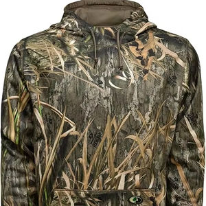 Sweat à capuche en coton mélangé avec imprimé de chasse, poche, automne, broderie 3D, velours côtelé, tie-dye, uni, tactique, combat, imperméable - Product Image 1