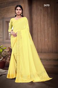 Georgette-fiesta de boda moderna para mujer, fiesta de boda, gran florecimiento, trabajo de piedra y parche, calidad de exportación, 2022 - Product Image 4