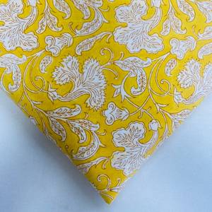 Hot Selling Luxury Indian Floral Hand Block Printed 100% Cotton Fabric Saffron Yellow and White for Women's Clothing Curtains - Product Image 2