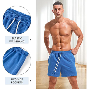 Shorts en polaire légers pour hommes 100% coton Tissu en laine solide Taille élastique Confort décontracté Durable Port quotidien - Product Image 5