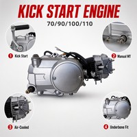 Nuevo Conjunto de Motor de Arranque a Patada de 4 Tiempos 70cc 90cc 100cc 110cc para Scooter Underbone y Motocicleta, Venta al por Mayor OEM