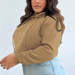 Sudadera con capucha recortada para mujer con logotipo personalizado Top de moda elegante y cómodo con opciones de impresión y bordado - Product Image 2