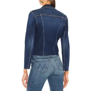 Classique en détresse femmes denim veste vêtements d'extérieur décontractés Vintage lavage à manches longues coupe décontractée élégant Streetwear mode moderne - Product Image 3